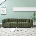 Luxurious 102-Inch Green Teddy Fleece Sofa for Living Room, Bedroom, or Apartment - Includes Two Throw Pillows & Reinforced with Heavy-Duty Hardware Feet 