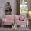 Living Room Sofa,3-Seater Sofa , with Copper Nail on Arms ,Three Pillow,Pink 