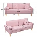 Living Room Sofa,3-Seater Sofa , with Copper Nail on Arms ,Three Pillow,Pink 