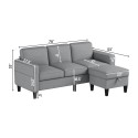 Sofas for families, apartments, dorms, bonus rooms, compact Spaces with lounge lounges, 3 seater, L-shaped design for the chaise, 680 LBS capacity - light grey 