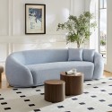 3 seater sofa Modern combination Half Moon casual teddy wool sofa Curved sofa, blue sky