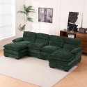 U-shaped profile sofa, including two single seats and two chaise, modular sofa, Chenille sofa,Green