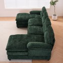 U-shaped profile sofa, including two single seats and two chaise, modular sofa, Chenille sofa,Green