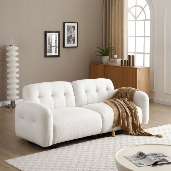 81.48 Modern Sofa Couch,3-Seater Teddy Sofa Sectional with wooden Legs for 3-4 Persons, Upholstered Deep Seat Love Seat Sofa Chaise for Living Room,Bedroom, Apartment and Office,Beige 