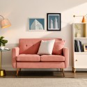 Loveseat Sofa, Mid Century Modern Decor Love Seat Couches for Living Room, Button Tufted Upholstered Small Couch for Bedroom, Solid and Easy to Install Love Seats Furniture,Pink 