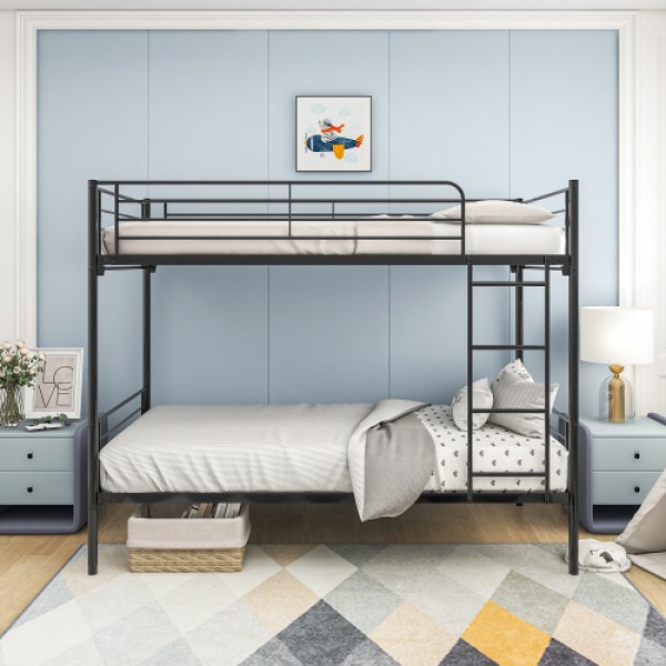 Twin over Twin Bunk Bed, Metal Frame with Ladder 