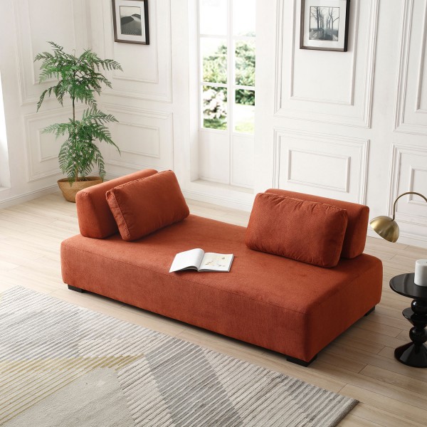 One-Piece Morden Sofa Counch 3-Seater Minimalist Sofa for Living Room Lounge Home Office Orange